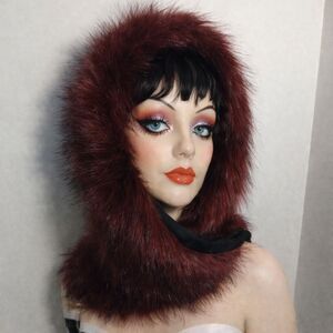 Versatile Burgundy Faux Fur Scarf Boa 60” x 5” Lined Soft Winter Wrap